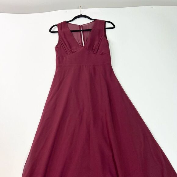 BHLDN Capulet Maxi Dress Womens Small Burgundy Sleeveless Keyhole Back V-Neck - Picture 2 of 9